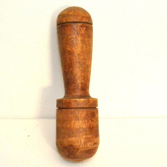 Handcrafted Wooden Mortar and Pestle Set - Brown and Yellow - Picture 8 of 8